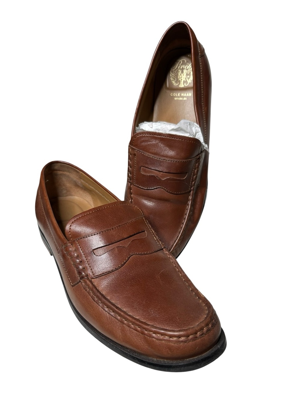 Cole Haan Pinch Rugged Penny Loafers Men's 10.5M Brown Leather Slip On Shoes